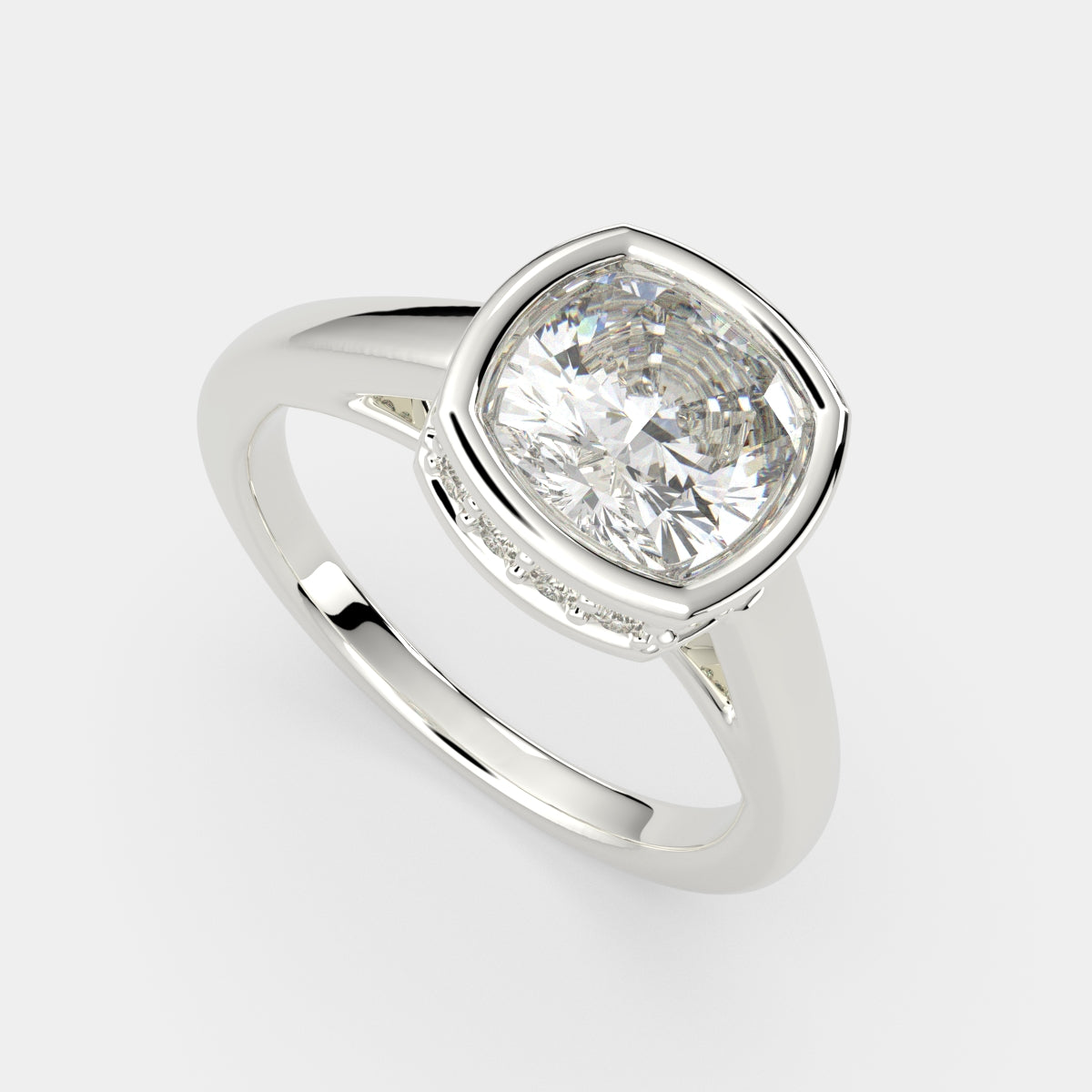 3.15 Carat VS1 D Lab Grown Diamond Halo Pave Cushion Ring