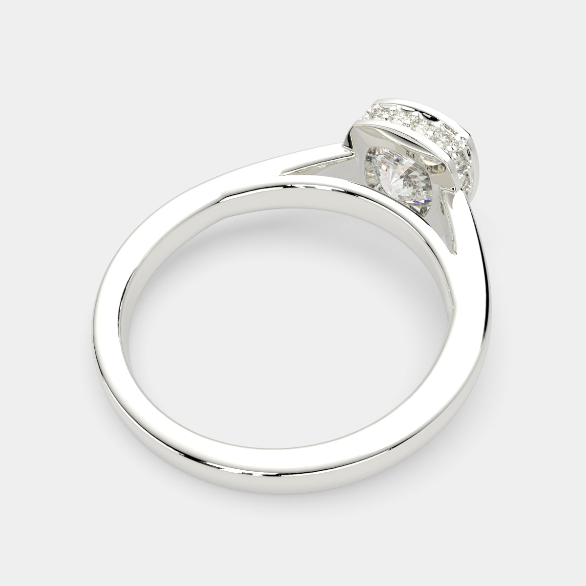 3.15 Carat VS1 D Lab Grown Diamond Halo Pave Cushion Ring