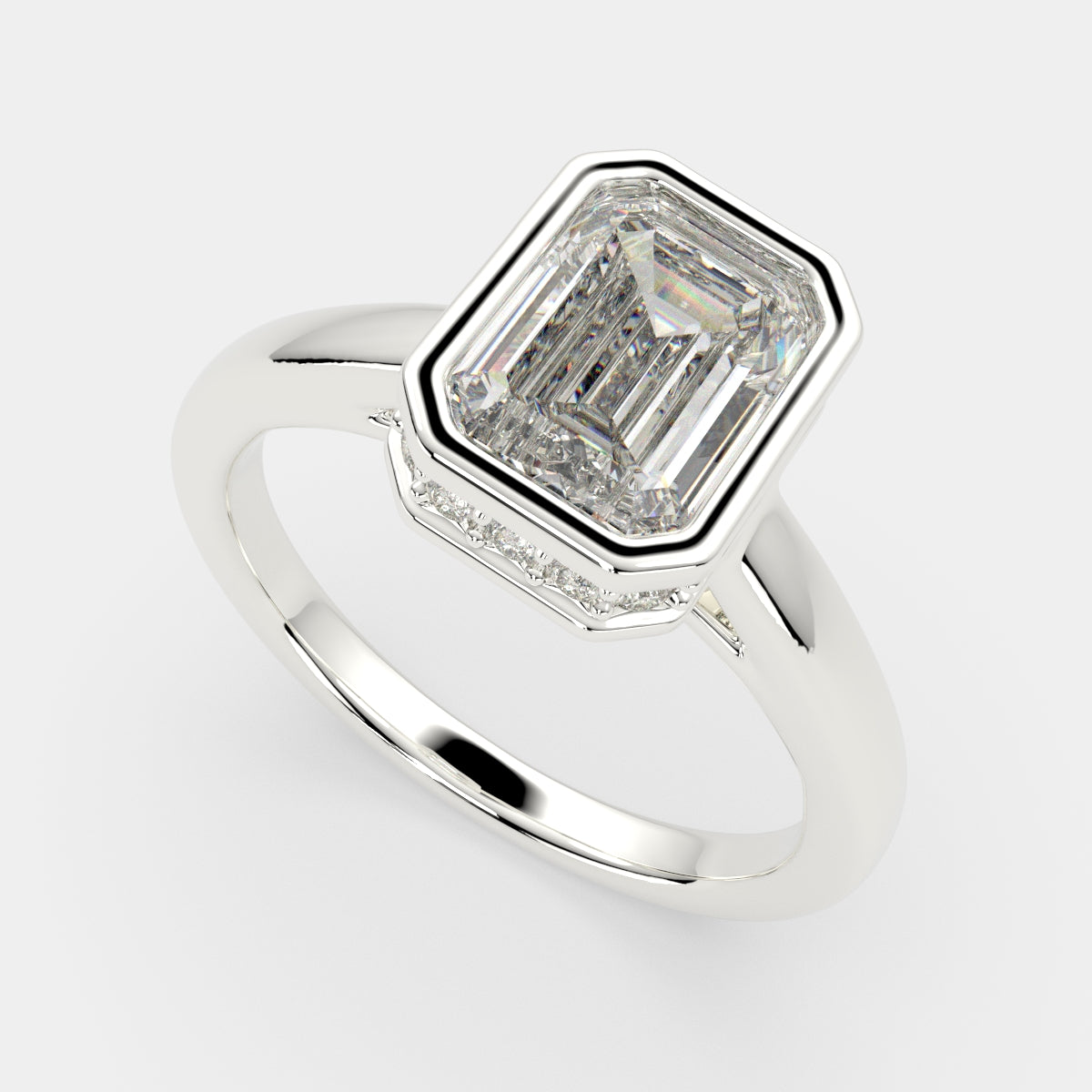 4.15 Carat VS1 D Lab Grown Diamond Halo Pave Emerald Ring