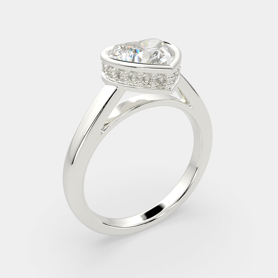 Xenia 4.15 Carat Heart Cut Halo Pave Solitaire Engagement Ring