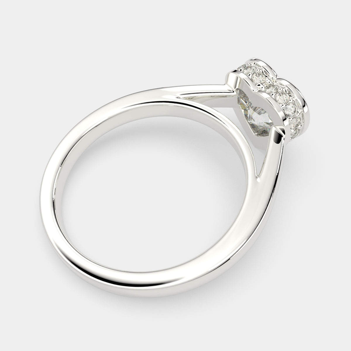2.15 Carat VS1 D Lab Grown Diamond Halo Pave Heart Ring