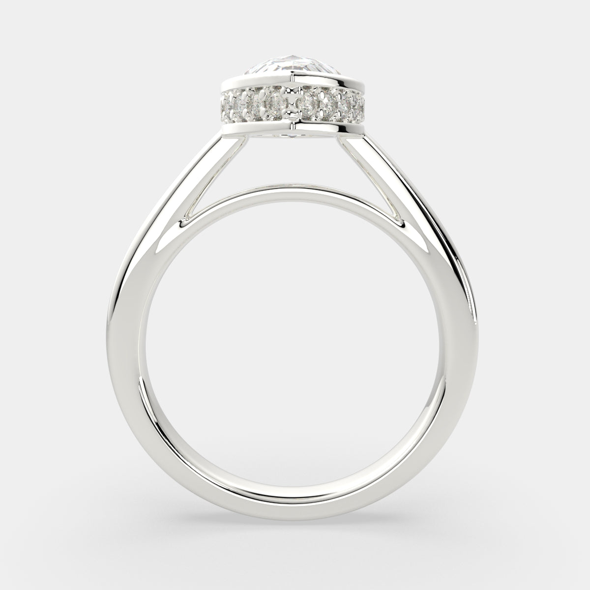 1.15 Carat VS1 D Lab Grown Diamond Halo Pave Pear Ring