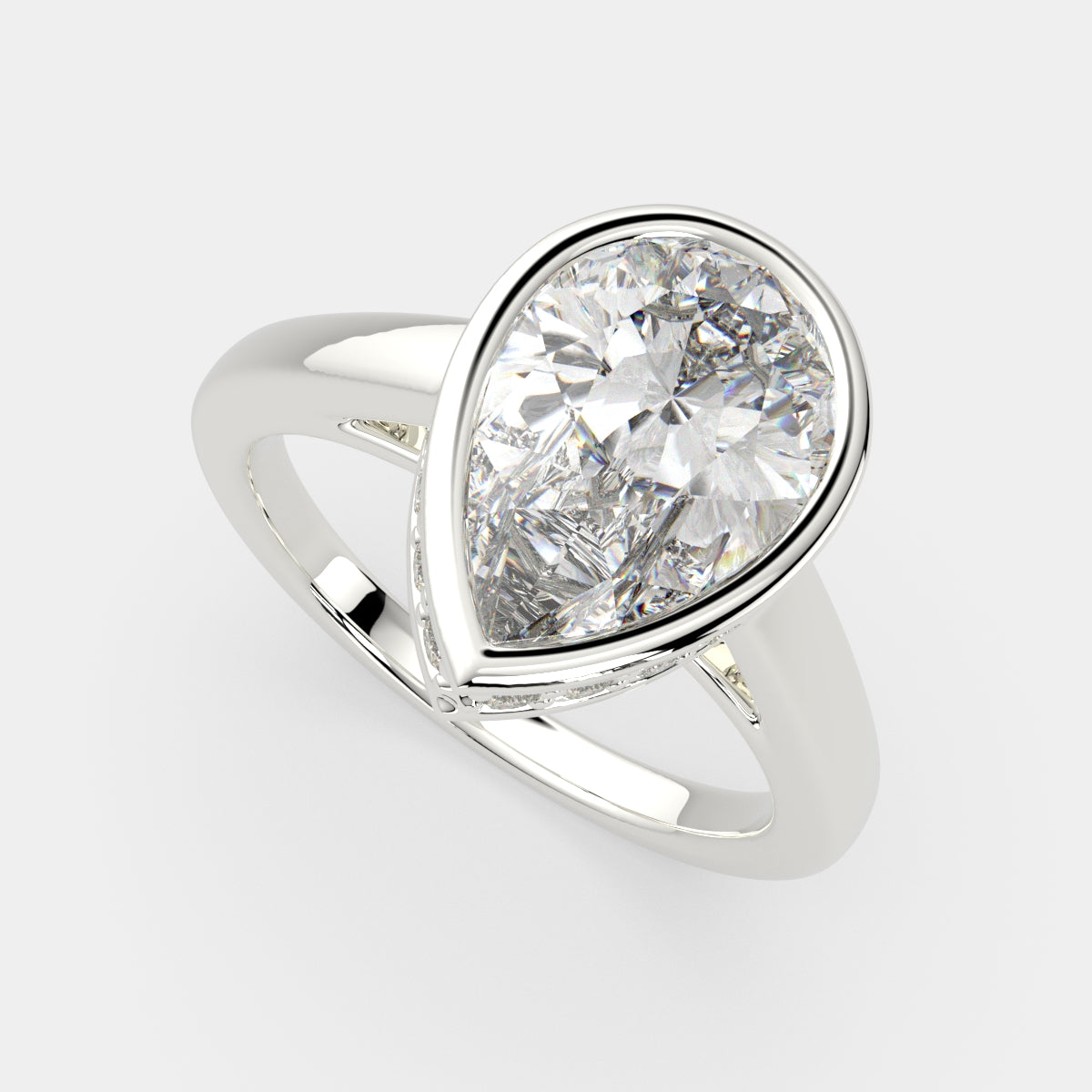 2.15 Carat VS1 D Lab Grown Diamond Halo Pave Pear Ring