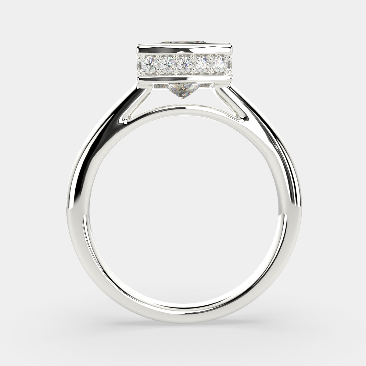 1.15 Carat VS1 D Lab Grown Diamond Halo Pave Princess Ring