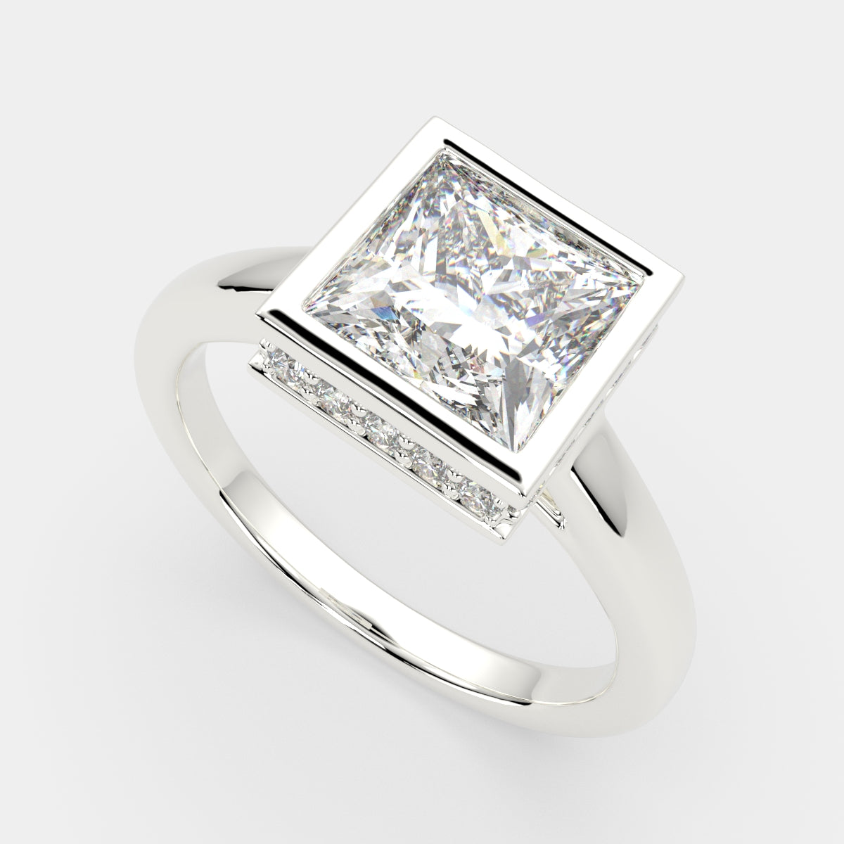 1.15 Carat VS1 D Lab Grown Diamond Halo Pave Princess Ring