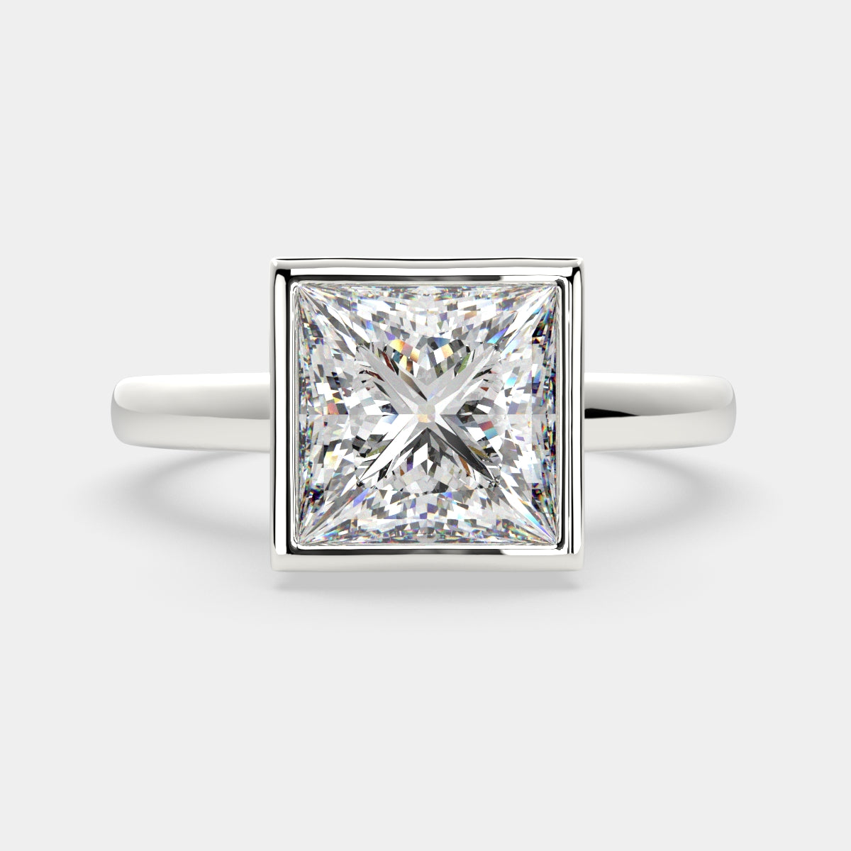 3.15 Carat VS1 D Lab Grown Diamond Halo Pave Princess Ring