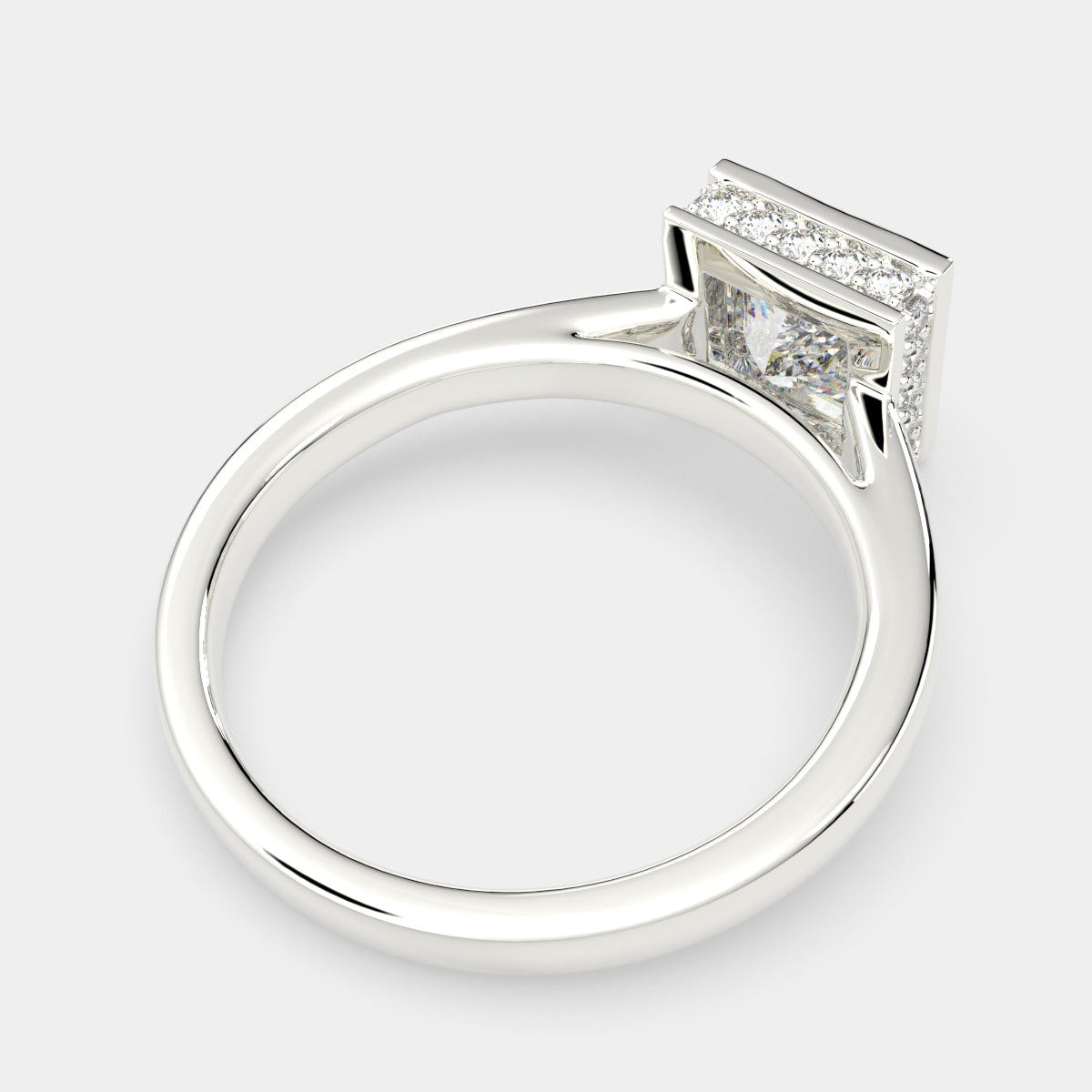3.15 Carat VS1 D Lab Grown Diamond Halo Pave Princess Ring