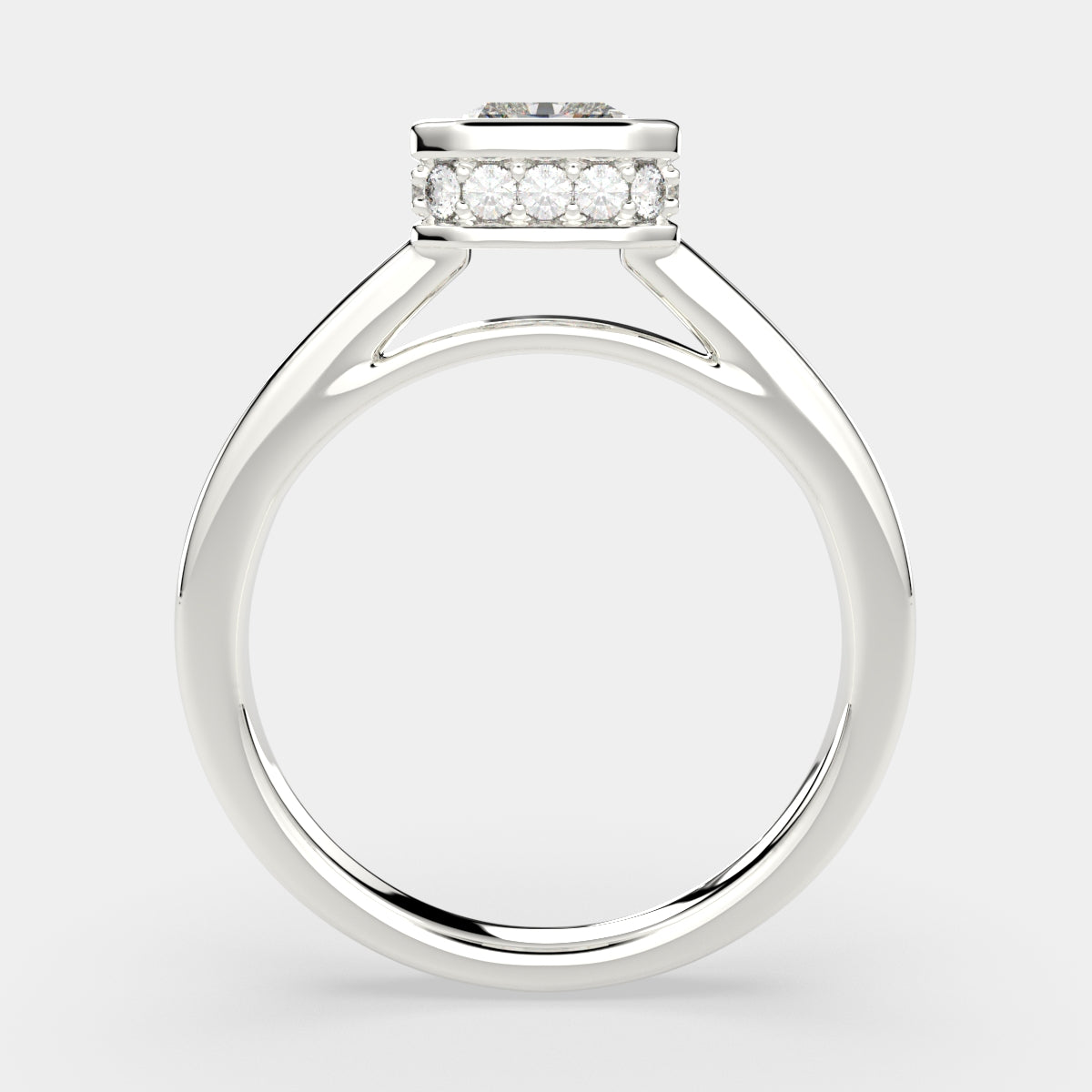 2.15 Carat VS1 D Lab Grown Diamond Halo Pave Radiant Ring