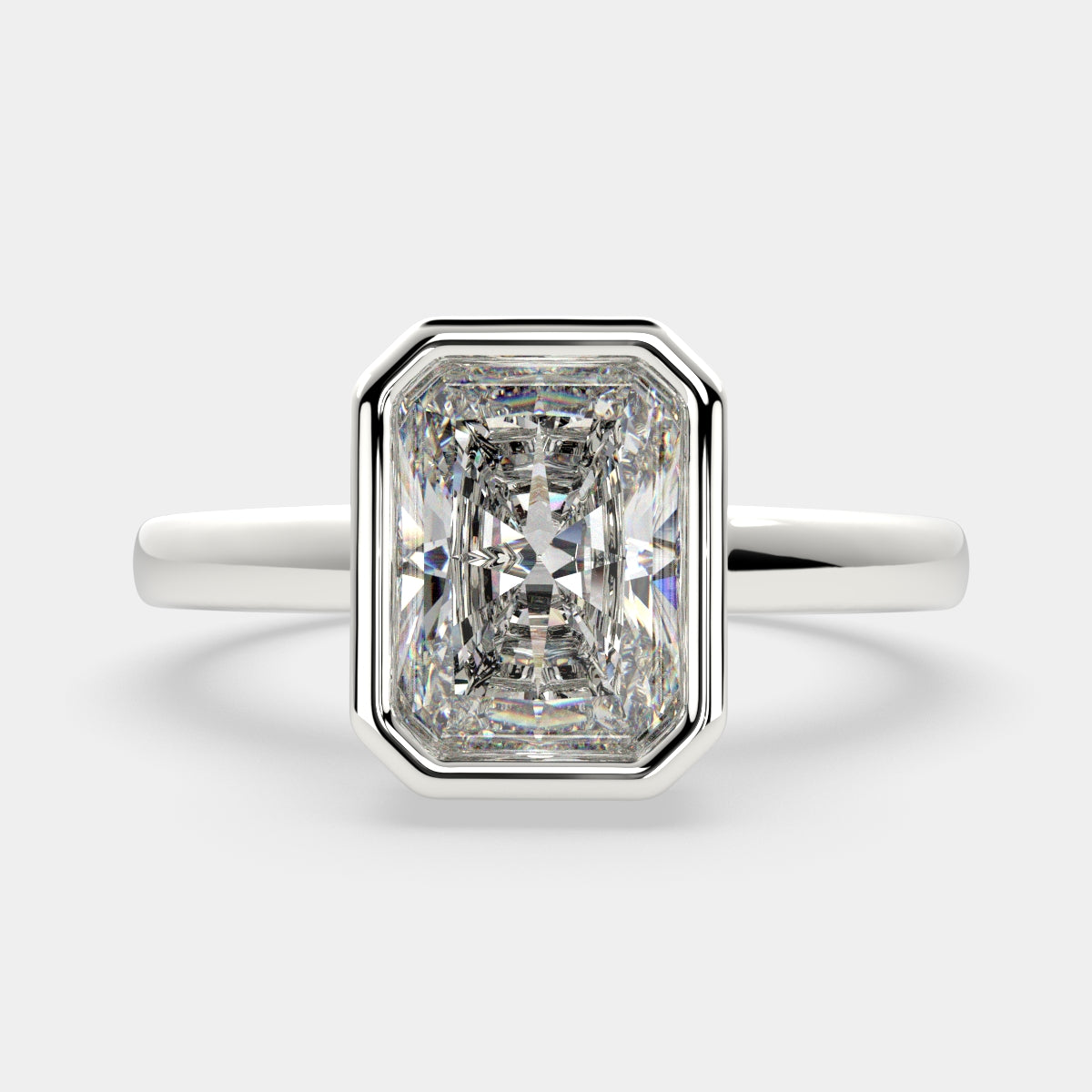 2.15 Carat VS1 D Lab Grown Diamond Halo Pave Radiant Ring