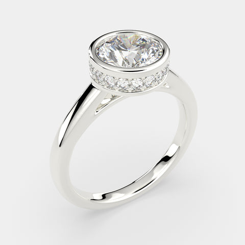 1.15 Carat VS1 D Lab Grown Diamond Halo Pave Round Ring
