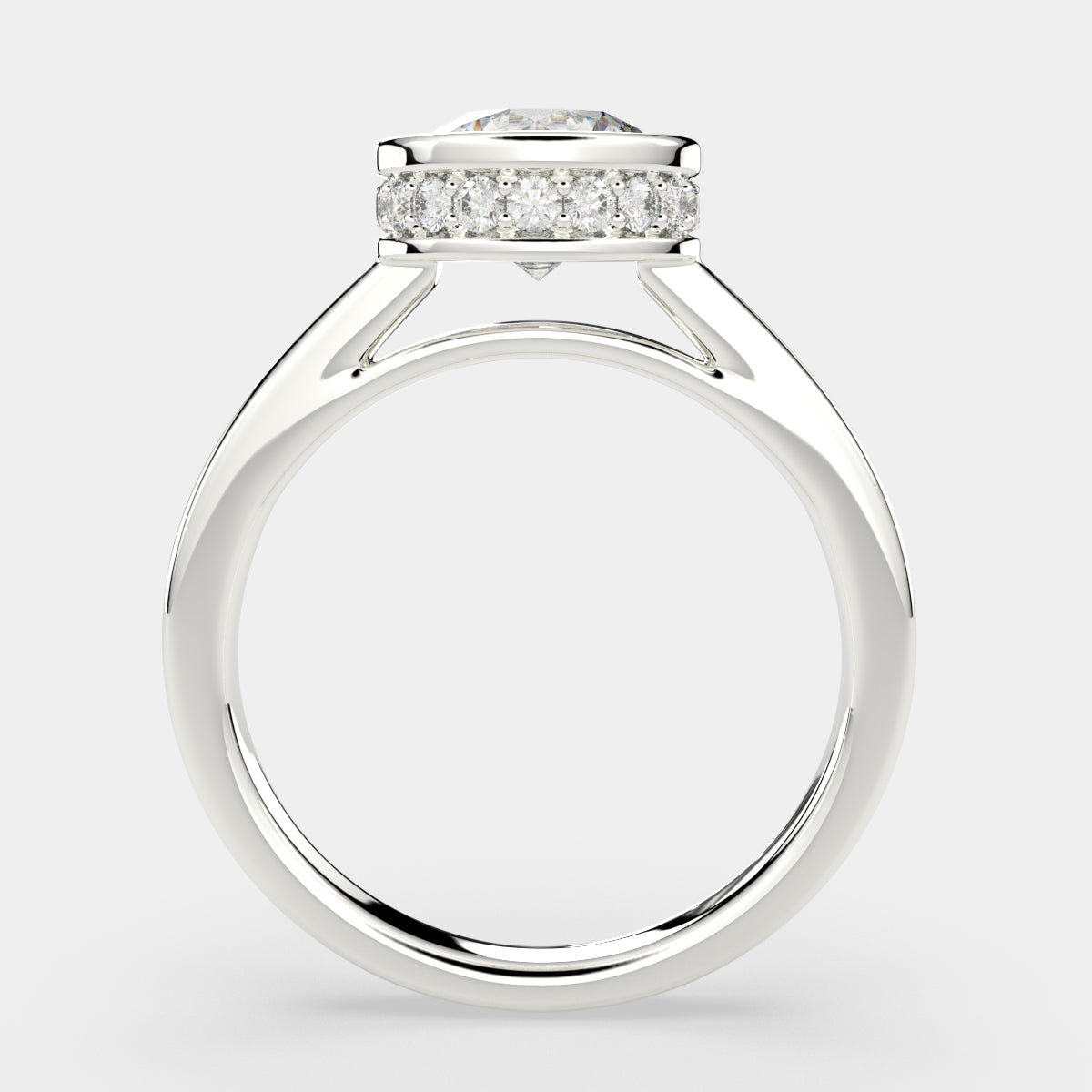 1.15 Carat VS1 D Lab Grown Diamond Halo Pave Round Ring