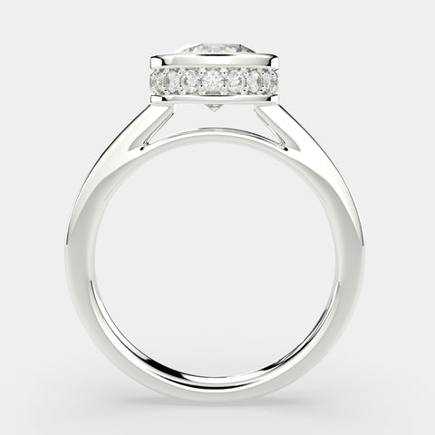 1.15 Carat VS1 D Lab Grown Diamond Halo Pave Round Ring