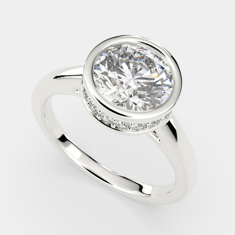 1.15 Carat VS1 D Lab Grown Diamond Halo Pave Round Ring