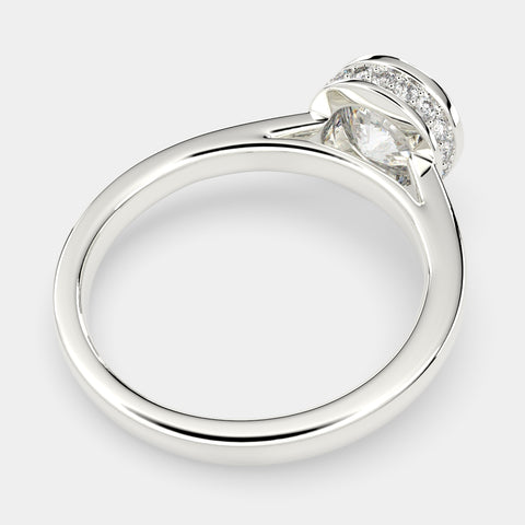 1.15 Carat VS1 D Lab Grown Diamond Halo Pave Round Ring