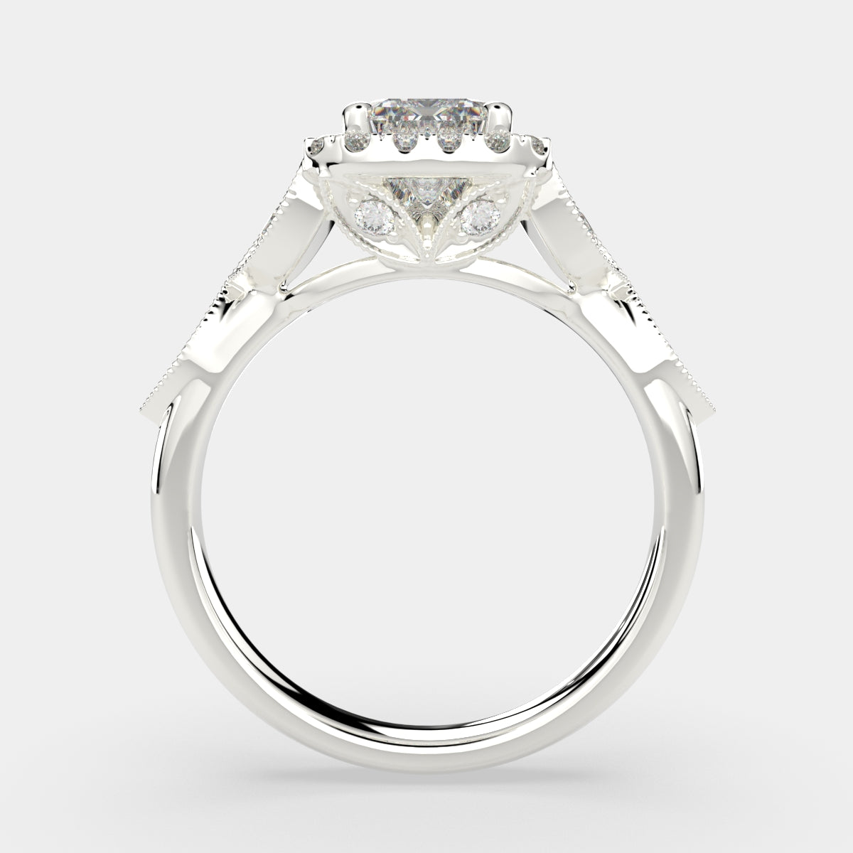 4.35 Carat VS1 D Lab Grown Diamond Halo Pave Emerald Ring