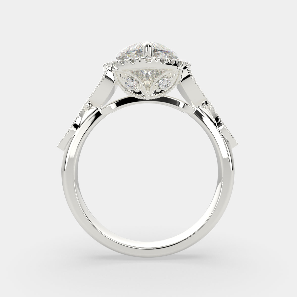 1.35 Carat VS1 D Lab Grown Diamond Halo Pave Heart Ring