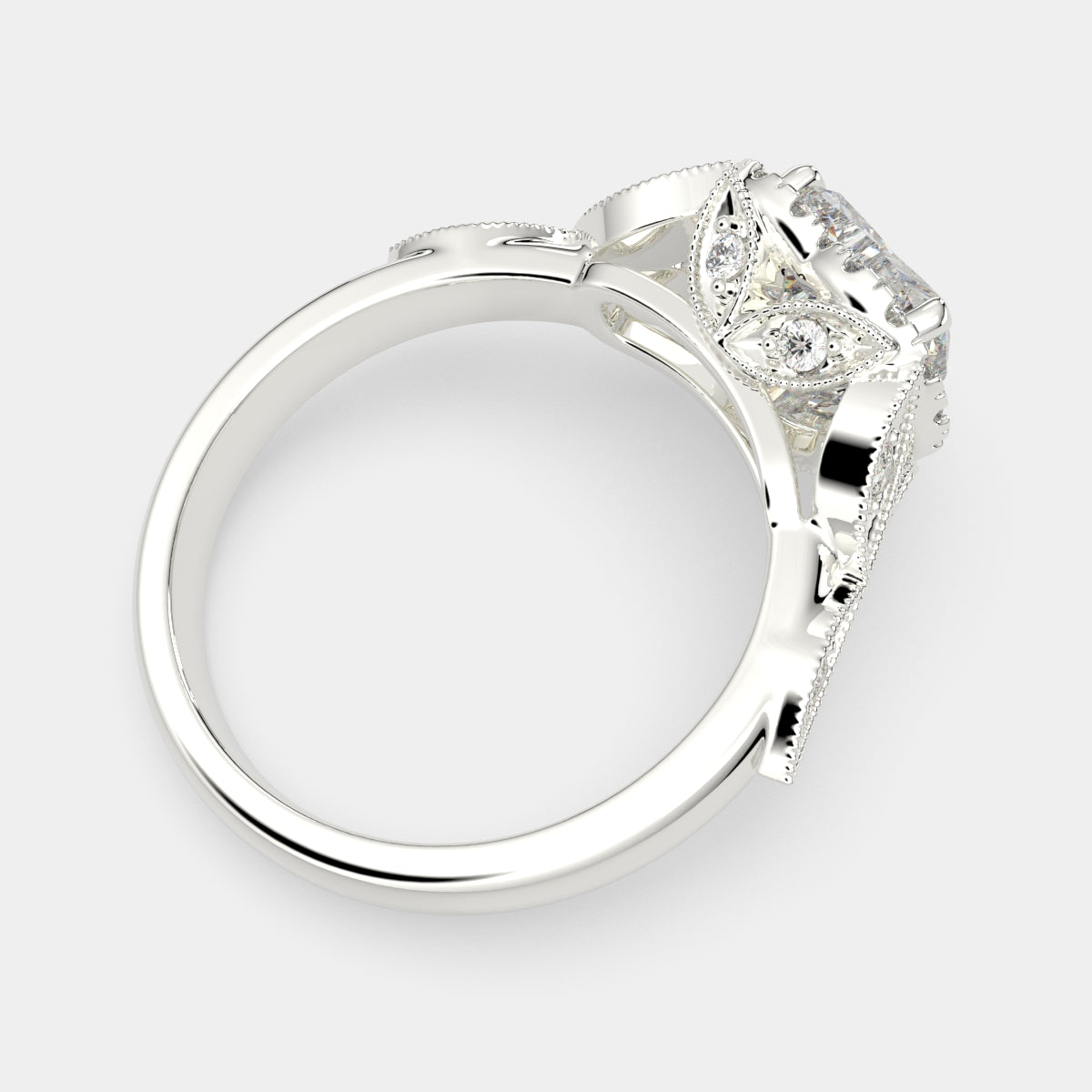4.35 Carat VS1 D Lab Grown Diamond Halo Pave Heart Ring