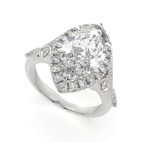 2.35 Carat VS1 D Lab Grown Diamond Halo Pave Marquise Ring