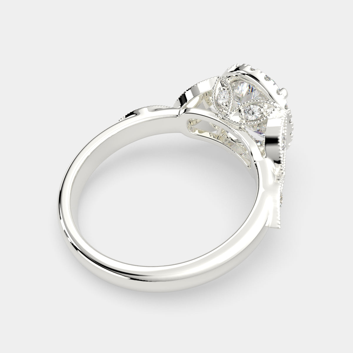 2.35 Carat VS1 D Lab Grown Diamond Halo Pave Oval Ring