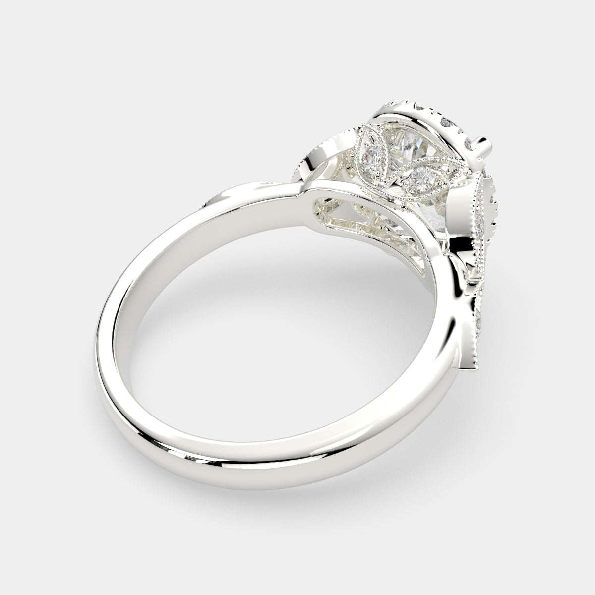 4.35 Carat VS1 D Lab Grown Diamond Halo Pave Pear Ring