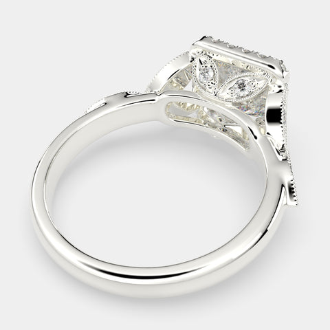 3.35 Carat VS1 D Lab Grown Diamond Halo Pave Princess Ring