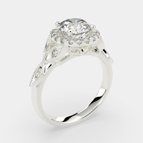 2.35 Carat VS1 D Lab Grown Diamond Halo Pave Radiant Ring