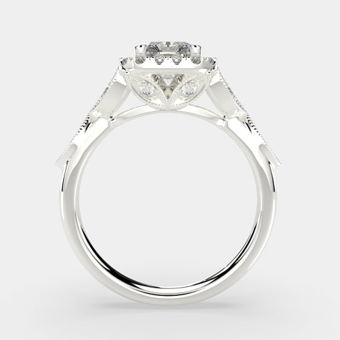 2.35 Carat VS1 D Lab Grown Diamond Halo Pave Radiant Ring
