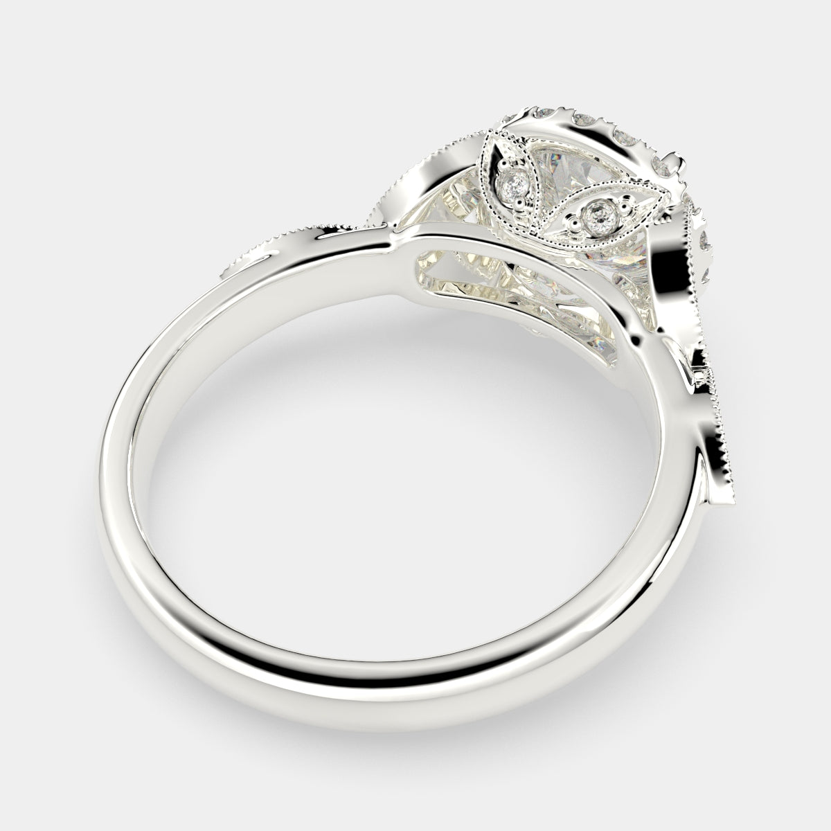 4.35 Carat VS1 D Lab Grown Diamond Halo Pave Round Ring