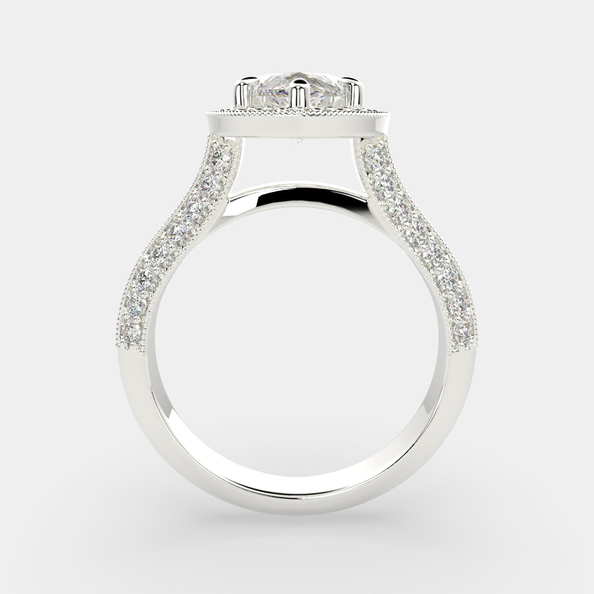 4.45 Carat VS1 D Lab Grown Diamond Halo Pave Marquise Ring