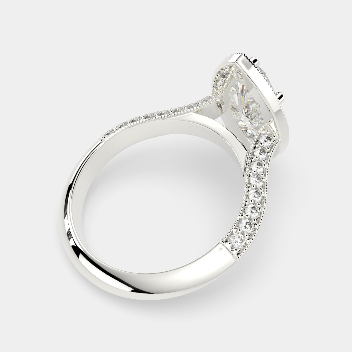 4.45 Carat VS1 D Lab Grown Diamond Halo Pave Marquise Ring
