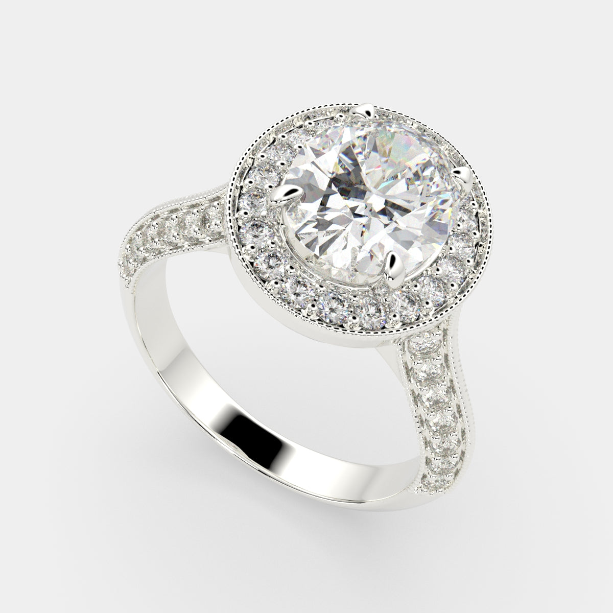 1.45 Carat VS1 D Lab Grown Diamond Halo Pave Oval Ring