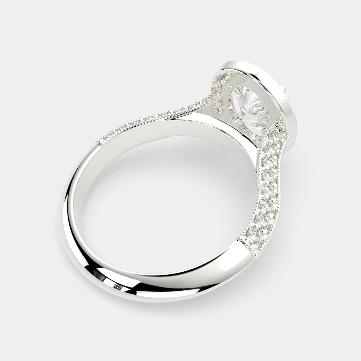 1.45 Carat VS1 D Lab Grown Diamond Halo Pave Oval Ring