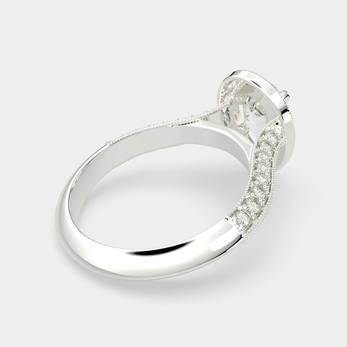 4.45 Carat VS1 D Lab Grown Diamond Halo Pave Pear Ring