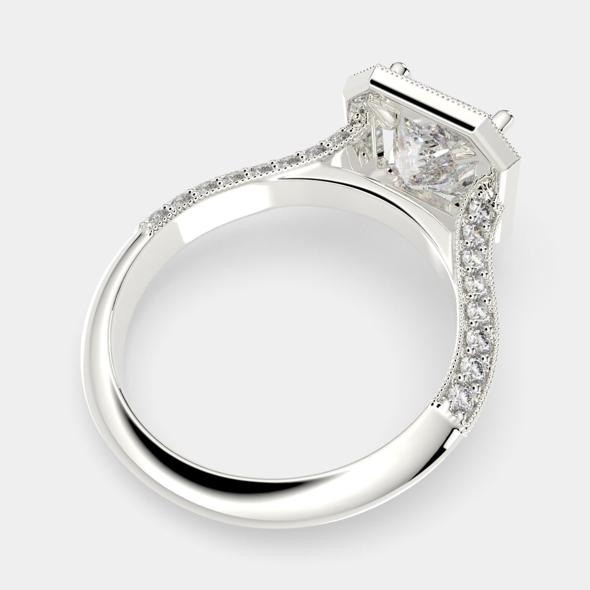3.45 Carat VS1 D Lab Grown Diamond Halo Pave Princess Ring