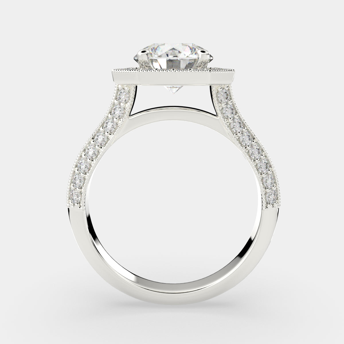 4.45 Carat VS1 D Lab Grown Diamond Halo Pave Round Ring