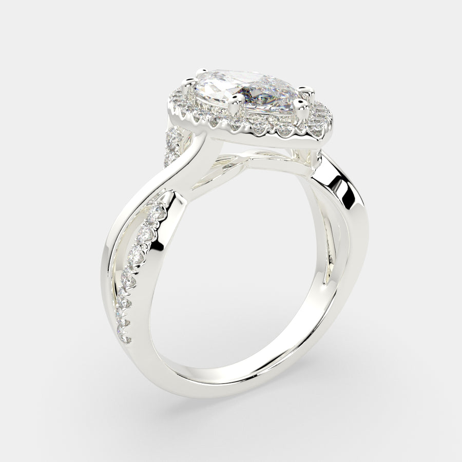 Celestina 2.35 Carat Marquise Cut Halo Pave Split Shank Engagement Ring