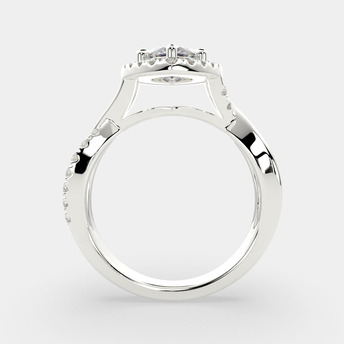1.35 Carat VS1 D Lab Grown Diamond Halo Pave Split Shank Marquise Ring