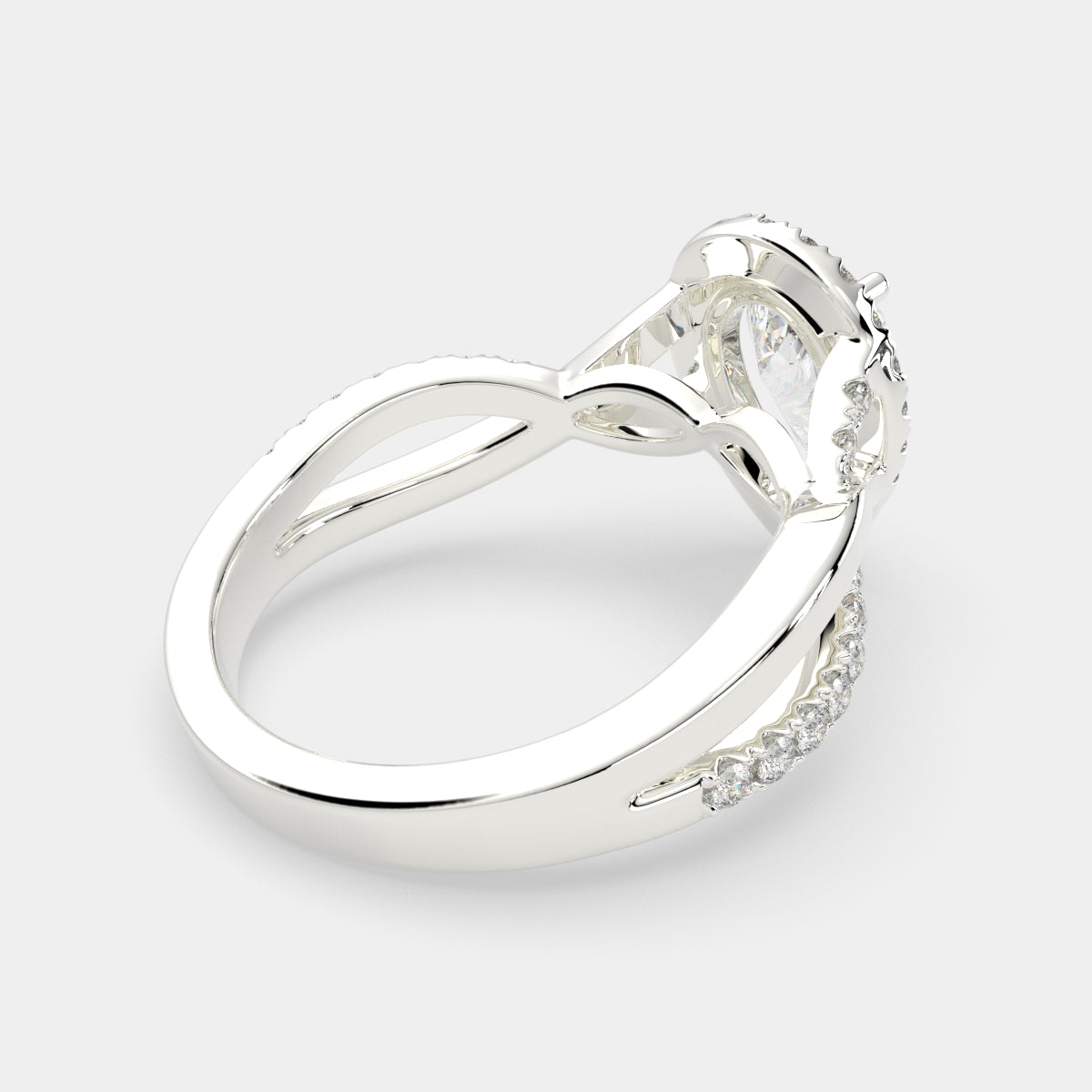 3.35 Carat VS1 D Lab Grown Diamond Halo Pave Split Shank Pear Ring