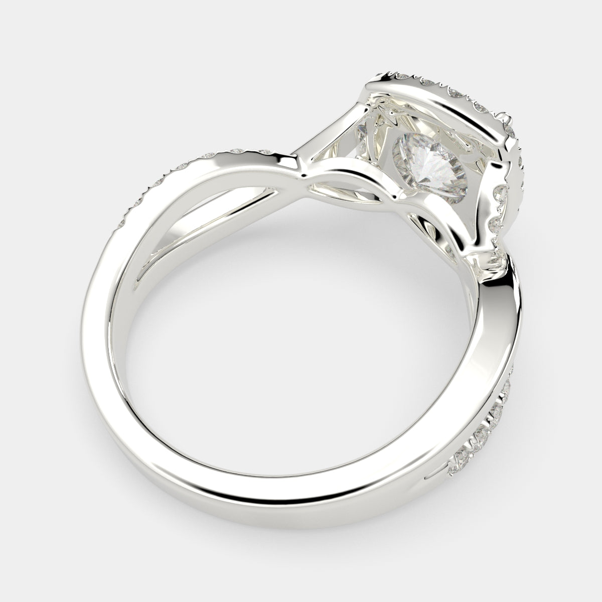 4.35 Carat VS1 D Lab Grown Diamond Halo Pave Split Shank Round Ring