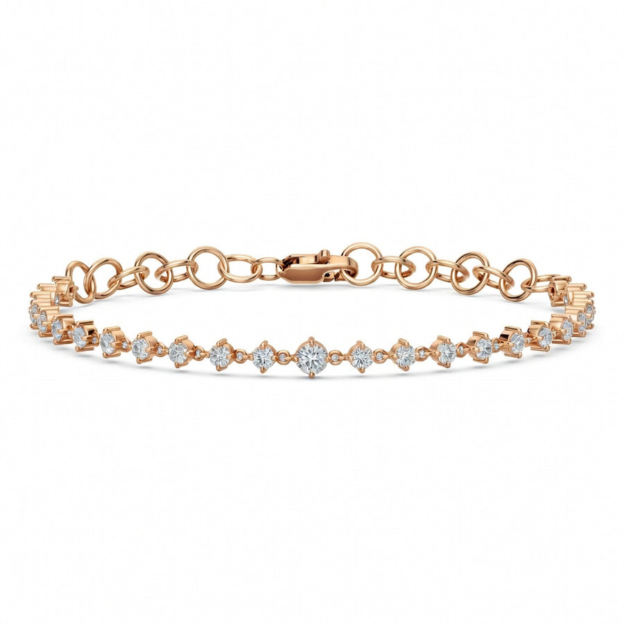 2.44 Carat Round Cut Diamond Chain Bracelet VS1 D F White Gold 14k