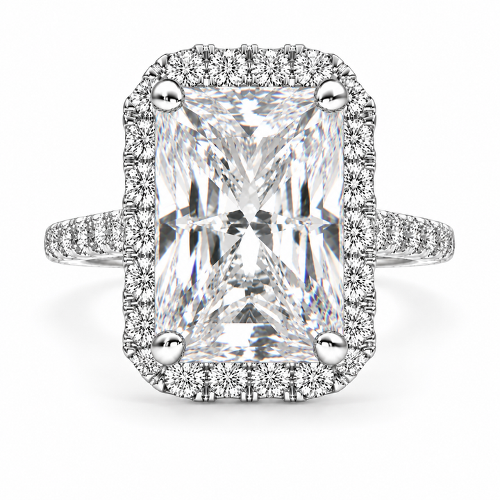 Isadora 7.4 Carat Radiant Cut Halo Pave Engagement Ring