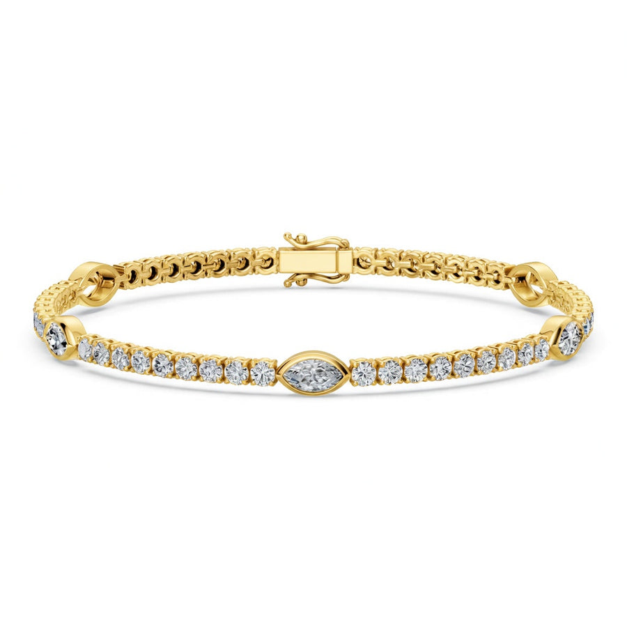 5.95 Carat Marquise Cut Diamond Tennis Bracelet VS1 D F White Gold 14k