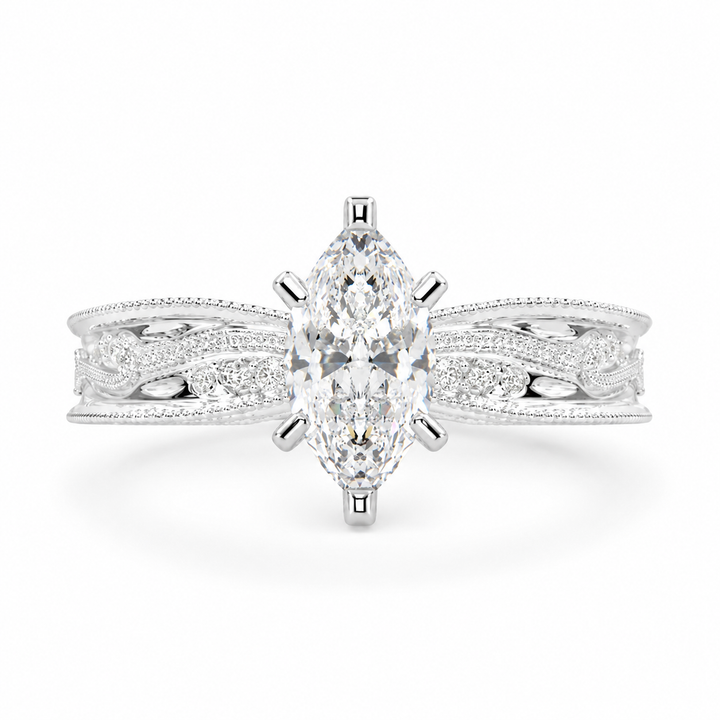Nadia 1.15 Carat Marquise Cut Pave Milgrain Engagement Ring