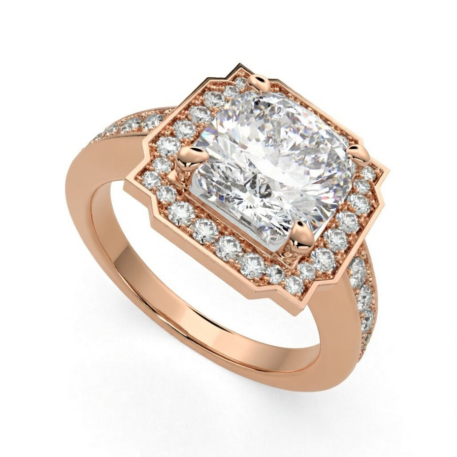 Amalia 3.5 Carat Princess Cut Halo Pave Engagement Ring