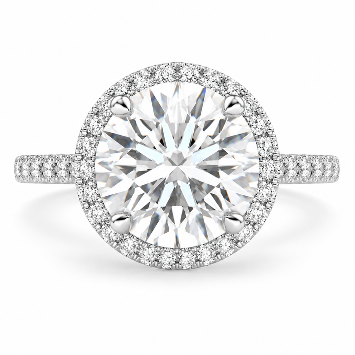 Isadora 6.4 Carat Round Cut Halo Pave Engagement Ring
