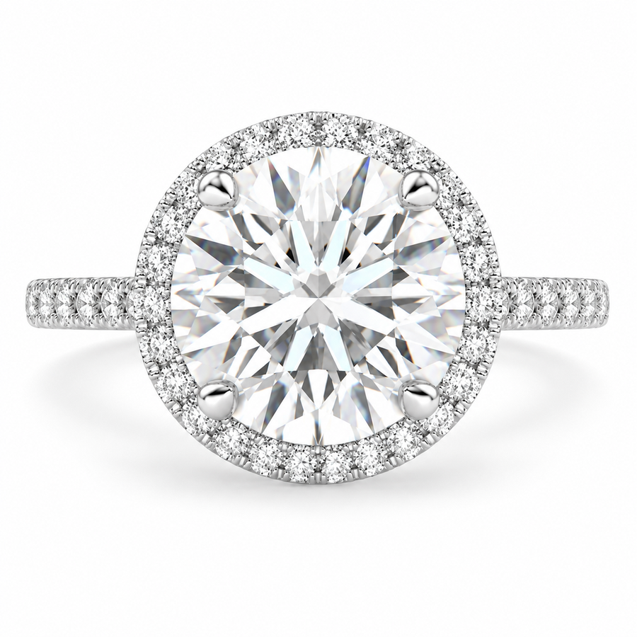 Isadora 6.4 Carat Round Cut Halo Pave Engagement Ring
