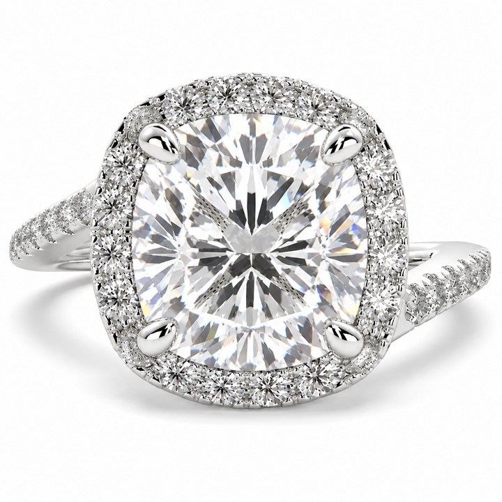 Paloma 6.35 Carat Cushion Cut Pave Halo Engagement Ring