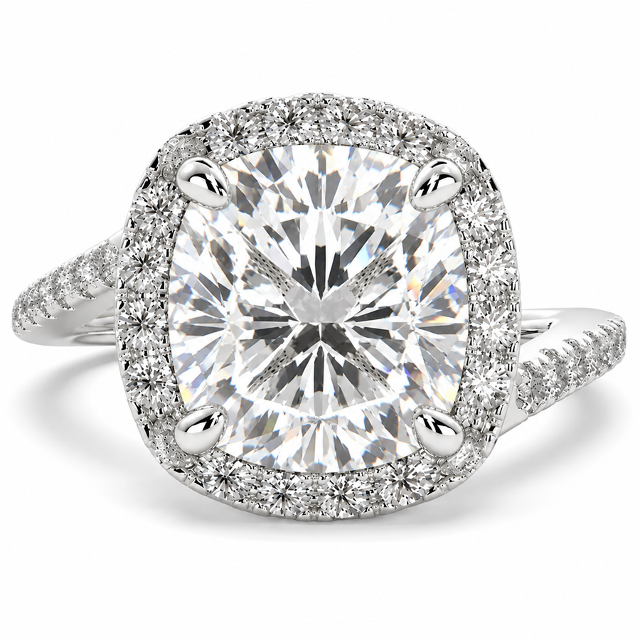 Paloma 6.35 Carat Cushion Cut Pave Halo Engagement Ring