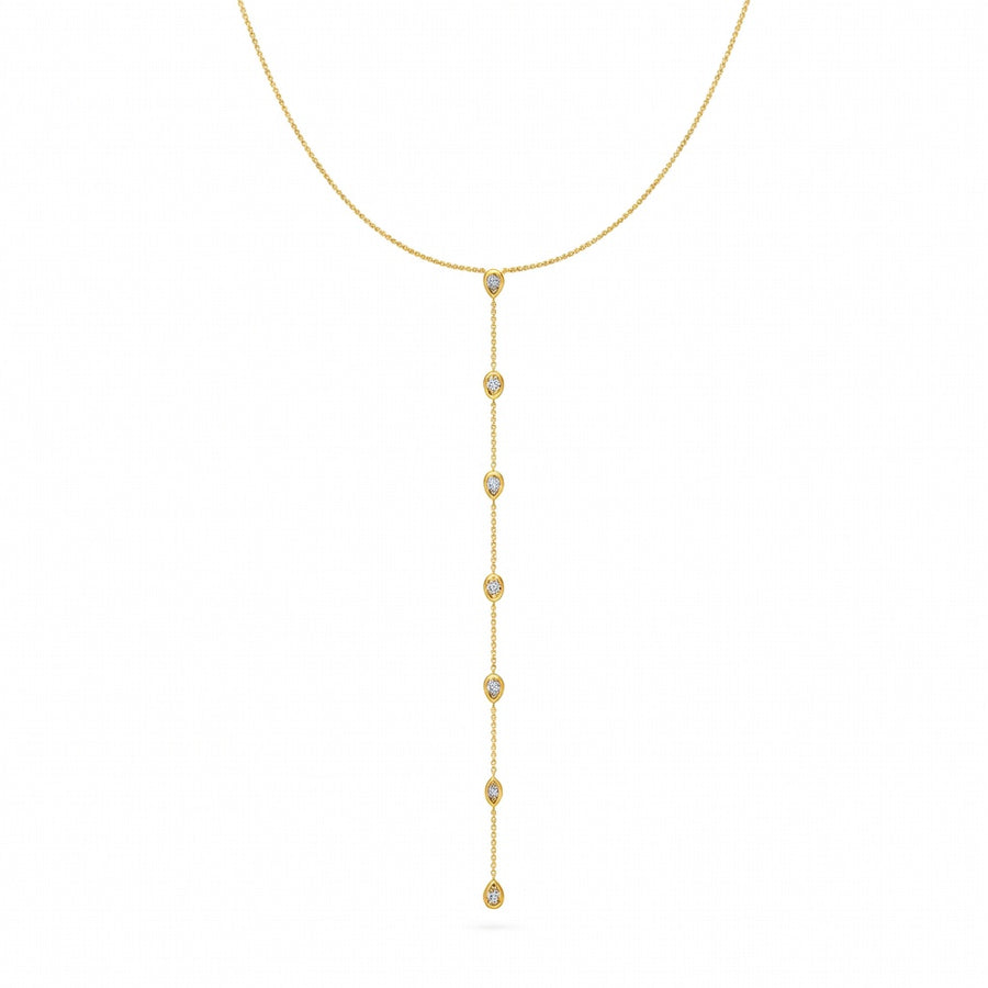 0.8 Ct Pear Oval Marquise Cut Diamond Lariat Necklace VS1 D-F White Gold 14k