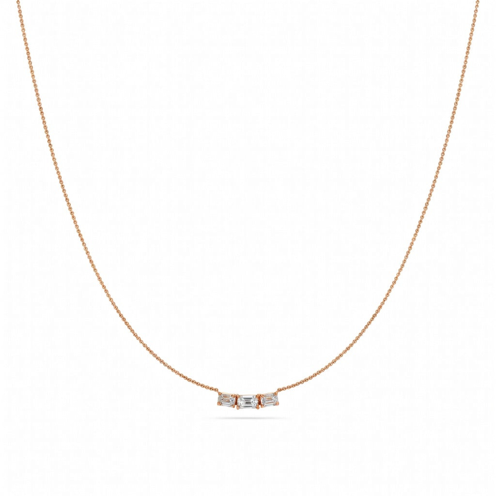 0.5 Ct Emerald Cut Diamond Pendant Necklace VS1 D-F White Gold 14k